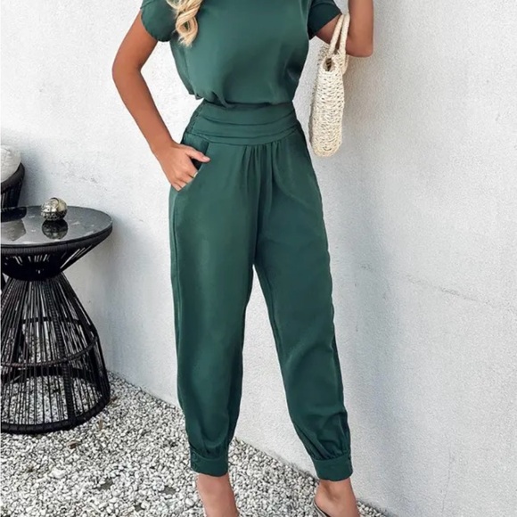 Chic Me Puff Sleeve Top & High Waist Cuffed Pant Set - Picture 3 of 16